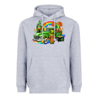 Heather Grey St. Patrick's Day truck with gnomies Heavyweight Hoodie - CowGirlArtShop
