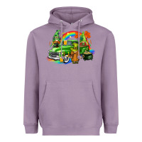 Lavender St. Patrick's Day truck with gnomies Heavyweight Hoodie - CowGirlArtShop