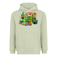 Matcha St. Patrick's Day truck with gnomies Heavyweight Hoodie - CowGirlArtShop