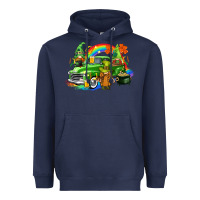 Navy St. Patrick's Day truck with gnomies Heavyweight Hoodie - CowGirlArtShop