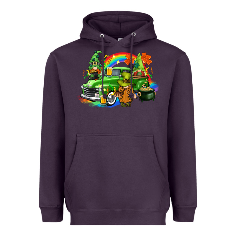 St. Patrick's Day Truck With Gnomies Heavyweight Hoodie by CowGirlArtShop | Teevron