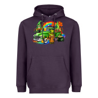 Plum St. Patrick's Day truck with gnomies Heavyweight Hoodie - CowGirlArtShop