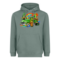 Sage St. Patrick's Day truck with gnomies Heavyweight Hoodie - CowGirlArtShop