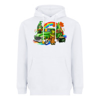 White St. Patrick's Day truck with gnomies Heavyweight Hoodie - CowGirlArtShop