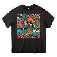 Asphalt western school bus seamless pattern Heavy Core Tee - BundleAndBundleShop