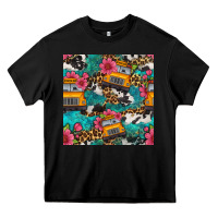Black western school bus seamless pattern Heavy Core Tee - BundleAndBundleShop