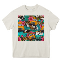 Cream western school bus seamless pattern Heavy Core Tee - BundleAndBundleShop