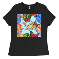 Black summer and leaf seamless pattern Ladies Tee - BundleAndBundleShop