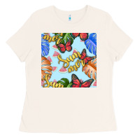 Bone summer and leaf seamless pattern Ladies Tee - BundleAndBundleShop