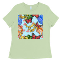 Matcha summer and leaf seamless pattern Ladies Tee - BundleAndBundleShop