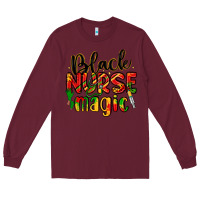 Burgundy black nurse magic Long Sleeve Tee - LillyAllenDesigns