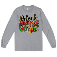 Heather Grey black nurse magic Long Sleeve Tee - LillyAllenDesigns