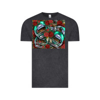 Vintage Black floral american football  helmet Vintage Tee - NancyCooperArtShop