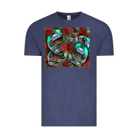 Vintage Denim floral american football  helmet Vintage Tee - NancyCooperArtShop