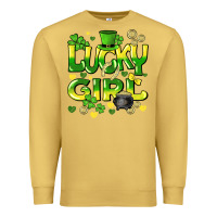 Antique Gold lucky girl st. patricks day Premium Sweatshirt - HowdyJamesFarm