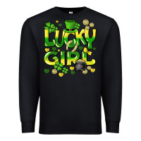 Black lucky girl st. patricks day Premium Sweatshirt - HowdyJamesFarm