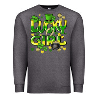 Charcoal Heather lucky girl st. patricks day Premium Sweatshirt - HowdyJamesFarm