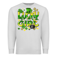 Dove Grey lucky girl st. patricks day Premium Sweatshirt - HowdyJamesFarm