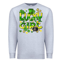 Heather Grey lucky girl st. patricks day Premium Sweatshirt - HowdyJamesFarm