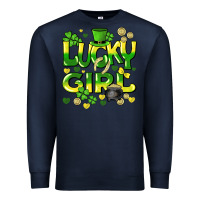 Navy lucky girl st. patricks day Premium Sweatshirt - HowdyJamesFarm