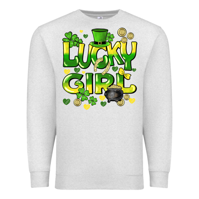 Lucky Girl St. Patricks Day Premium Sweatshirt by HowdyJamesFarm | Teevron