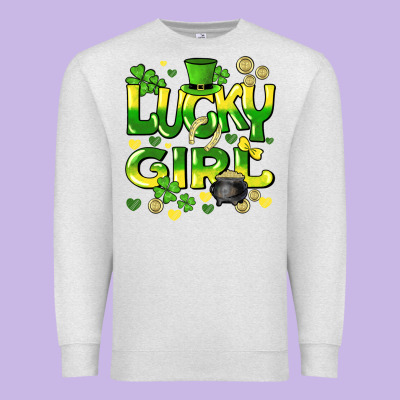 Lucky Girl St. Patricks Day Premium Sweatshirt Designed By Howdyjamesfarm