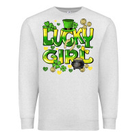 Oatmeal Heather lucky girl st. patricks day Premium Sweatshirt - HowdyJamesFarm