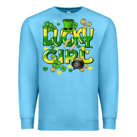 Ocean Blue lucky girl st. patricks day Premium Sweatshirt - HowdyJamesFarm