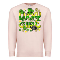 Pale Pink lucky girl st. patricks day Premium Sweatshirt - HowdyJamesFarm