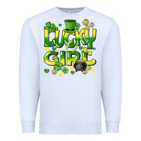 White lucky girl st. patricks day Premium Sweatshirt - HowdyJamesFarm