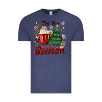 Vintage Denim 'tis the season with christmas tree and hot cocoa Vintage Tee - MaliasSmallBusiness