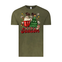 Vintage Olive 'tis the season with christmas tree and hot cocoa Vintage Tee - MaliasSmallBusiness