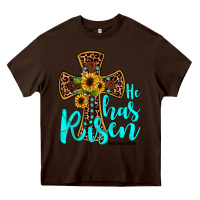 Chocolate Brown he has risen Heavy Core Tee - JahusDesignShop