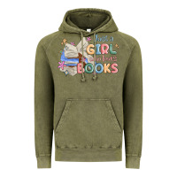 Vintage Olive just a girl who loves books Vintage Hoodie - MaliasSmallBusiness