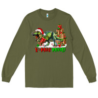 Army Green T- Rex X-Mas Mood Long Sleeve Tee - RanaPortraitStore