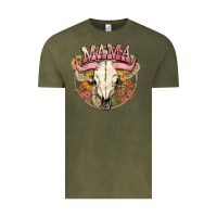 Vintage Olive bullskull mama Vintage Tee - NancyCooperArtShop
