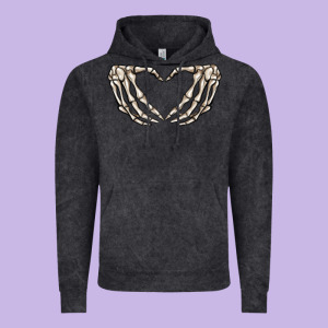 Skeleton Heart Vintage Hoodie Designed By Maliassmallbusiness