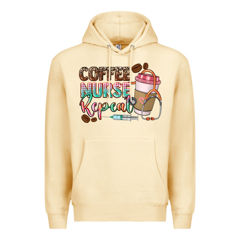 Coffee Nurse Repeat Premium Hoodie by CowGirlArtShop | Teevron