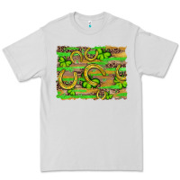 Dove Grey horseshoe shamrock leopard wood glitter background Premium Tee - Artiststas