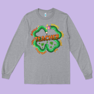 Teacher St Patricks Day Long Sleeve Tee Designed By Lillyallendesigns