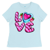 Baby Blue love with strawberry candy Ladies Tee - AdoDesignShop