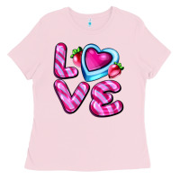 Bubblegum Pink love with strawberry candy Ladies Tee - AdoDesignShop