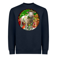 Navy christmas dorset sheep Heavyweight Sweatshirt - LillyAllenDesigns