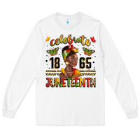 White celebrate 1865 juneteenth with black woman Long Sleeve Tee - LillyAllenDesigns