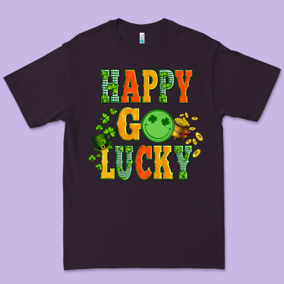 Happy Go Lucky  With Coin And Shamrock Premium Tee Designed By Artiststas