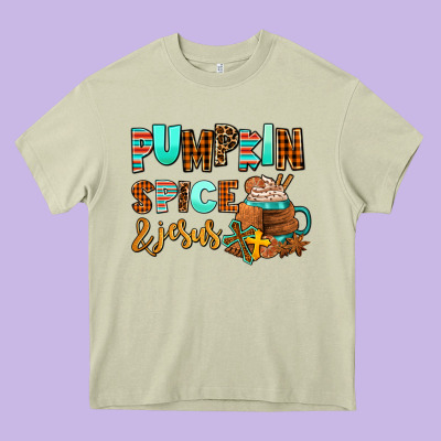 Pumpkin Spice And Jesus Heavy Core Tee Designed By Adodesignshop