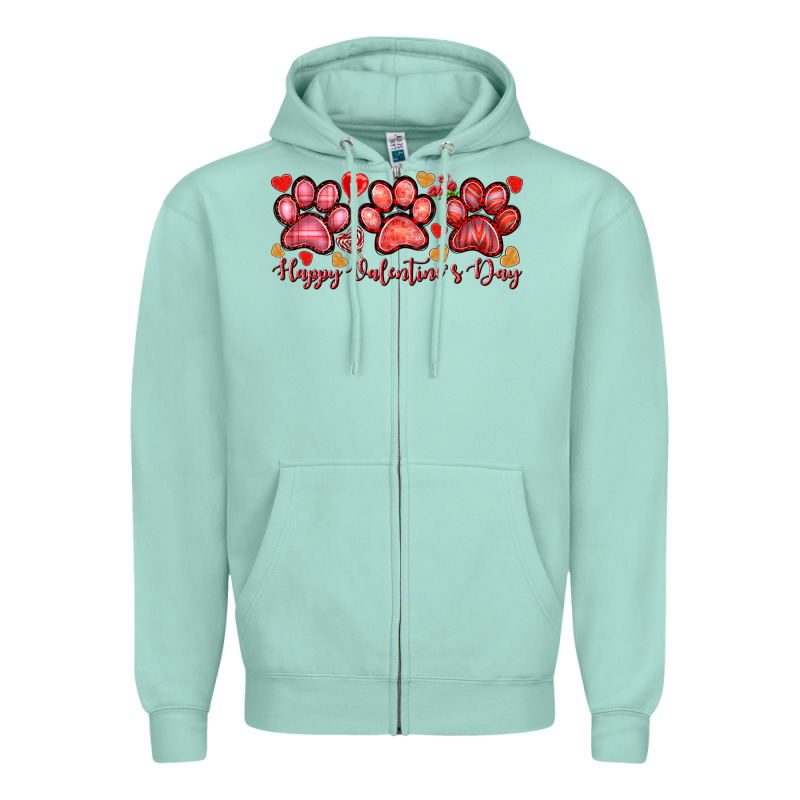 Happy Valentine's Day Paws Valentine's Day Zipper Hoodie by HowdyJamesFarm | Teevron