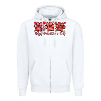 White Happy Valentine's Day paws Valentine's Day Zipper Hoodie - HowdyJamesFarm