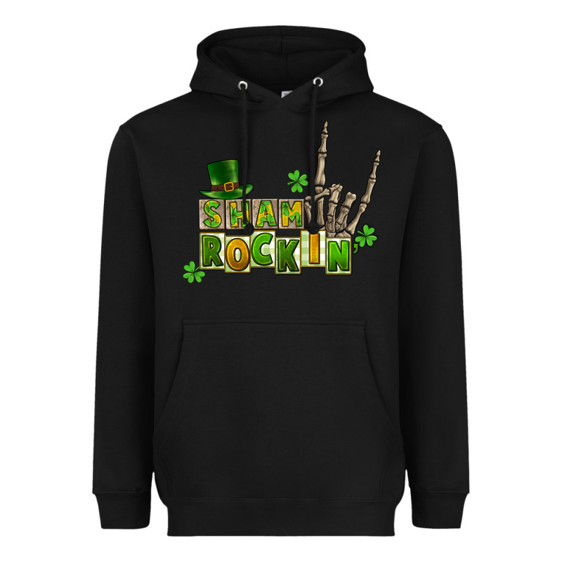 Sham Rockin Skeleton Hand St. Patrick's Heavyweight Hoodie by CowGirlArtShop | Teevron