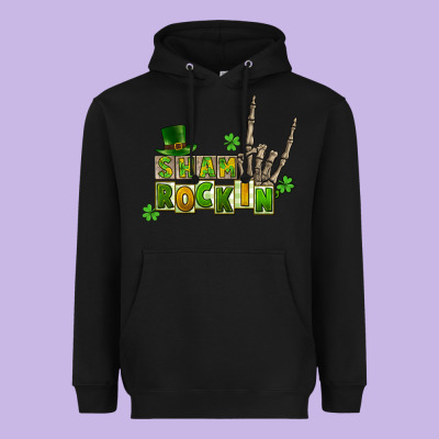 Sham Rockin Skeleton Hand St. Patrick's Heavyweight Hoodie Designed By Cowgirlartshop